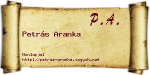 Petrás Aranka névjegykártya